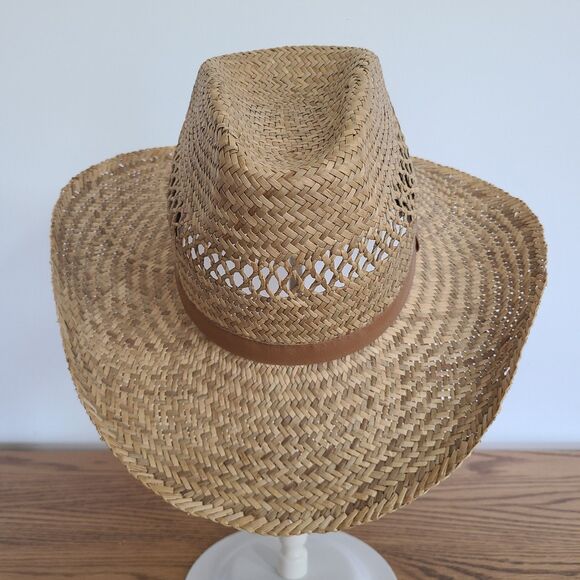 Broner Men's Vented Outback Straw Hat Size Large Zigzag Weave 100% Natural Fiber - Picture 2 of 10